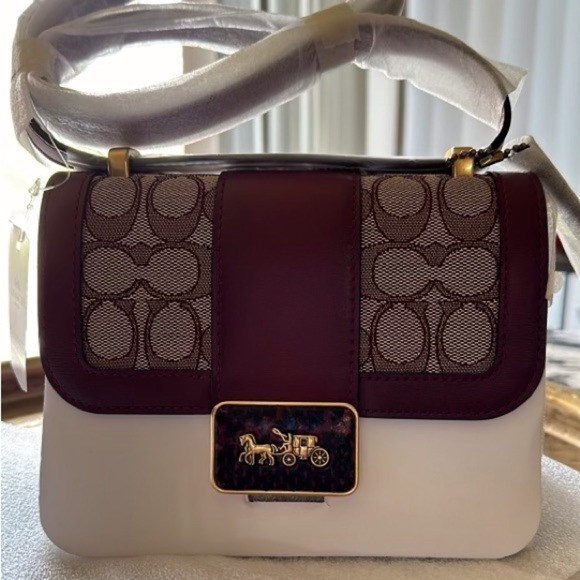 HOLD-NWT Coach Alie Shoulder Bag 18 In Signature Jacquard With Snakeskin Detail main image 7